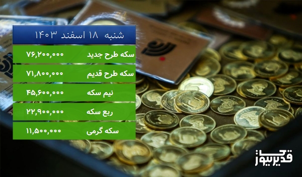 قیمت ربع سکه امروز شنبه 18 اسفند 1403، 3.620 درصد افزایش داشت
