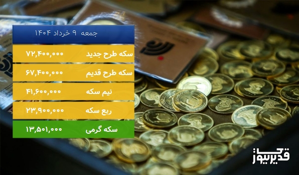 قیمت سکه امروز جمعه  9 خرداد 1404