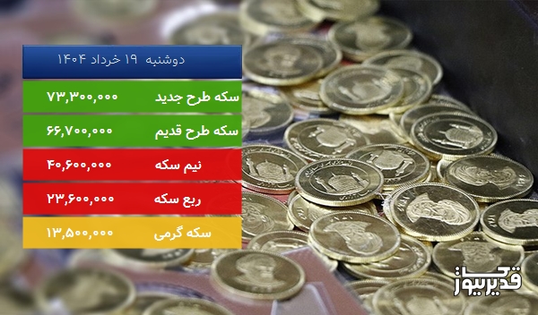 قیمت سکه امروز دوشنبه 19 خرداد 1404