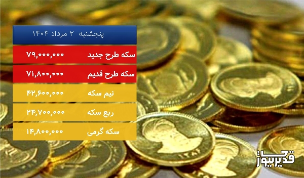 قیمت سکه امروز پنجشنبه 2 مرداد 1404