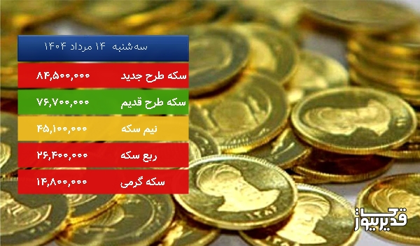 قیمت ربع سکه امروز سهشنبه 14 مرداد 1404، 1.124 درصد کاهش داشت