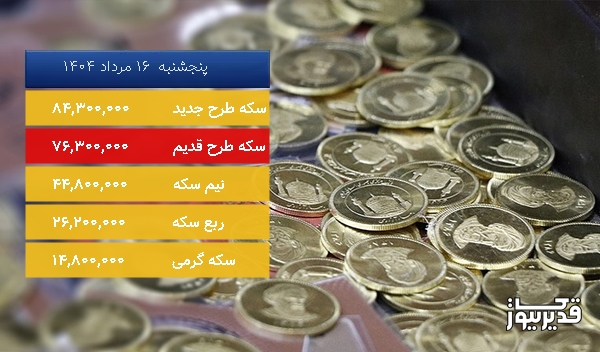 قیمت سکه امروز پنجشنبه  16 مرداد 1404