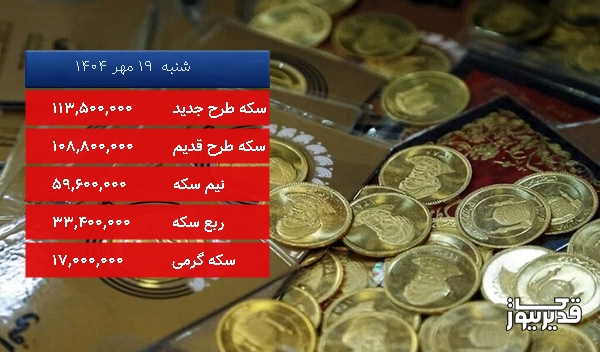 قیمت ربع سکه امروز شنبه  19 مهر 1404، 4.023 درصد کاهش داشت