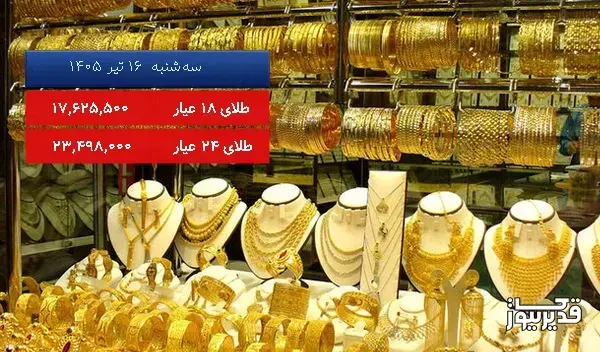 قیمت طلای 18 عیار امروز سهشنبه 16 تیر 1405، 0.650 درصد کاهش داشت