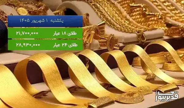 قیمت طلای 18 عیار امروز یکشنبه  1 شهریور 1405، 1.075 درصد افزایش داشت