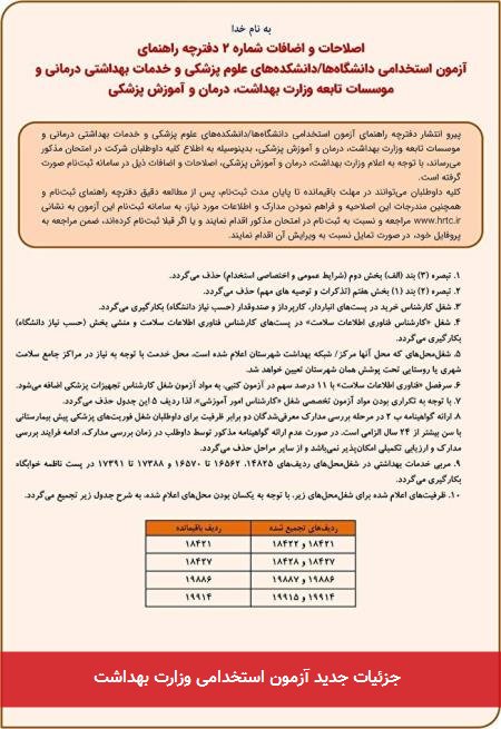 جزئیات جدید آزمون استخدامی وزارت بهداشت
