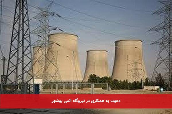 دعوت به همکاری در نیروگاه اتمی بوشهر